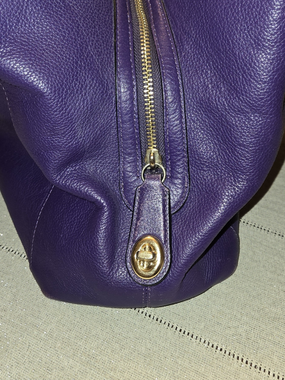 Coach Purple Leather Shoulder Tote - Picture 9 of 16